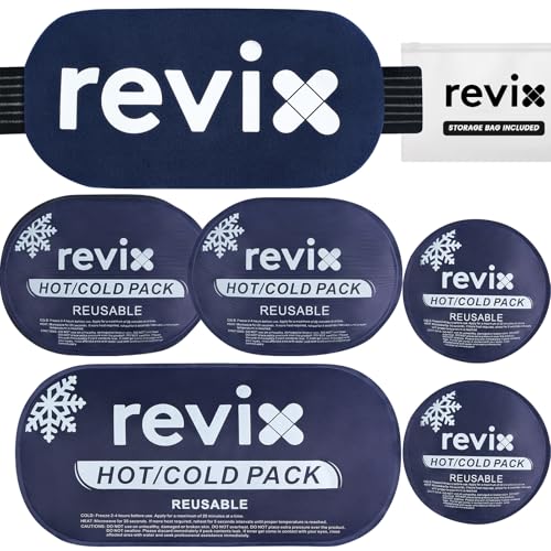 REVIX Ice Packs for Injuries, 5 Pack Hot & Cold Gel for Knee & Back, Navy - style: Navy-5 Pack