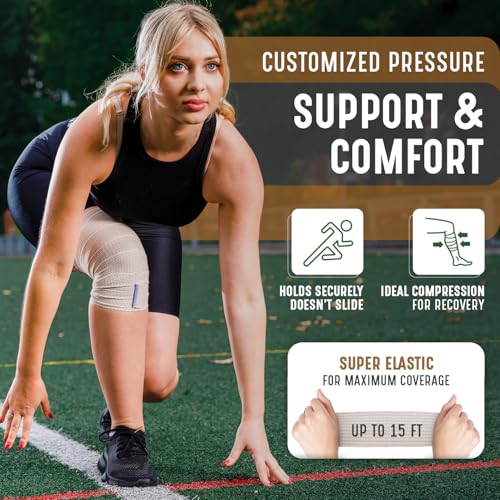 Premium Elastic Bandage Wrap (2” Wide, 25 Pack) - Nexskin Latex Free Athletic/Medical Compression Bandages Hook & Loop Fasteners at Both Ends - Lifetime Washable & Reusable Bandages - size: 25 Pack
