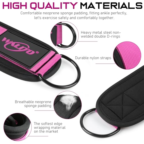 Ankle Straps for Cable Machines, Leg Straps for Glute Kick Back Accessories - color: Black Rose