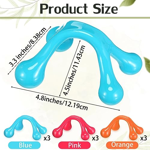 Liliful 9Pcs Palm Massage Tool Handheld 4 Point Deep Tissue Massager, Multi - color: Blue, Pink, Orange