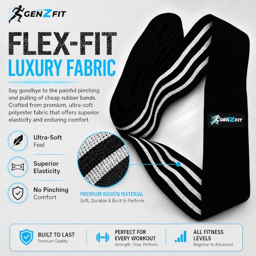 Premium 76" Extra Long Resistance Band for Working Out, 3" Wide Non-Slip Fabric Exercise Band for Stretching, Yoga, Strength Training & Physical Therapy - color: Black