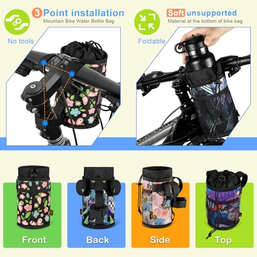 Ultra Thin Bike Water Bottle Holder for Handlebar 24-32 oz Bike Cup Holder with Removable Fastener Straps Bike Bottle Holder for Mountain Bike, Road Bike, eBike, Scooter (Butterflies) - color: 24-32oz, Lightweight Butterflies