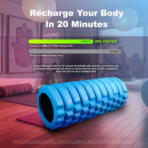 321 STRONG Patented 3-Zone Massage Roller, Medium Density for Exercise - color: Blue