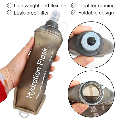 WILDREEDS 250ml Soft Flask, TPU Collapsible Soft Water Bottle for Hydration Pack, Running Vest, Folding Water Bottle for Hiking Cycling Climbing-2Pcs, Grey - color: 2pcs, 250ml Grey