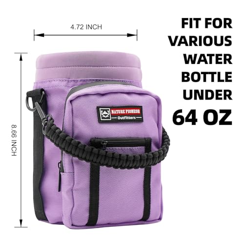 NATURE PIONEOR 26-128 oz Insulated Water Bottle Carrier Holder with Strap - color: Purple, size: 64oz