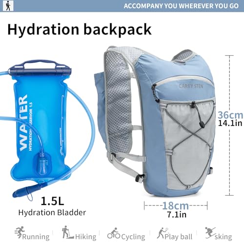 Carey Sten Lightweight Hydration Backpack Running Vest with 1.5L Water Bag - color: light blue