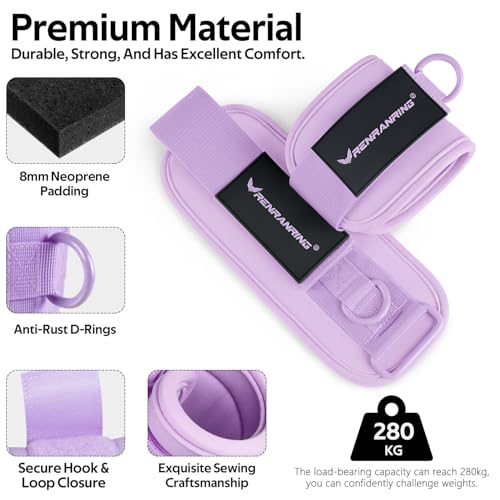 Ankle Resistance Bands w/Cuffs, Ankle Weights Women Booty Workout Equipment - color: Purple