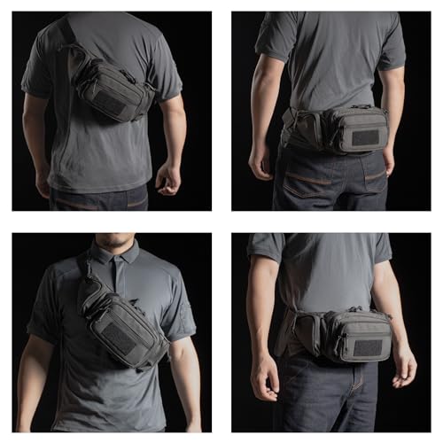 CCW Tactical Fanny Pack for Concealed Carry, 500D Nylon Low Profile EDC Waist Bag with Pistol Holster & YKK Zippers, Everyday Carry Hip Pack (Dark Grey) - color: Dark Grey