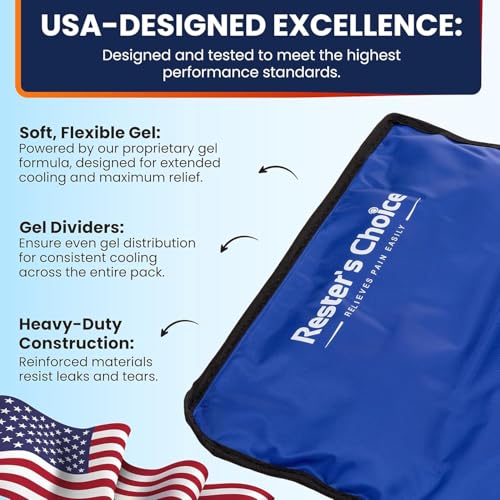 Rester's Choice Extra-Large Gel Ice Pack (13" x 21.5") - Reusable, Flexible, Durable - Ideal for Back, Shoulder, Knee (Blue, 1 Pack, X-Large) - color: Blue, size: 13x21.5 Inch (Pack of 1)