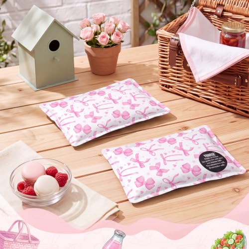 VIHOSE 2 Pcs Ice Packs for Lunch Box Bag - color: Pink, style: Bow
