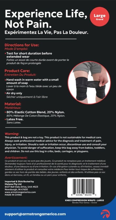 Elastic Knee Compression Wrap Bandage Knee Wraps for Pain, Large 79 Inch - size: Large (Pack of 2)