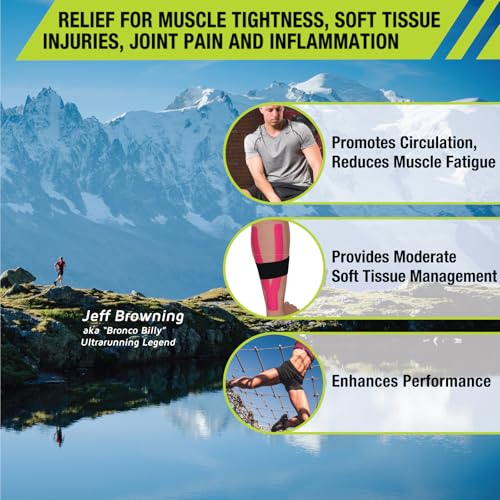 Pro-Tec Athletics Kinesiology Tape, Pre-Cut Strips for Muscle Tightness, Soft Tissue Support, Circulation, Reduced Fatigue - color: Pink