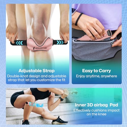 Healrecux Patellar Tendon Support Strap, Silicone Patella Knee Strap, Non-Slip Patella Stabilizer Knee Band for Jumpers Knee, Tendonitis, Basketball, Volleyball, Squats - Pink 2 Pack - color: Pink