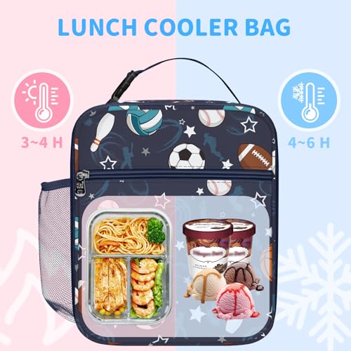 Clastyle Car Insulated Kid Lunch Bag for Boy Lunch Box, Basketball Football - color: Ball