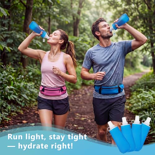 LemonRoad 4 Pcs 250ml Collapsible Soft Water Bottle for Running, TPU