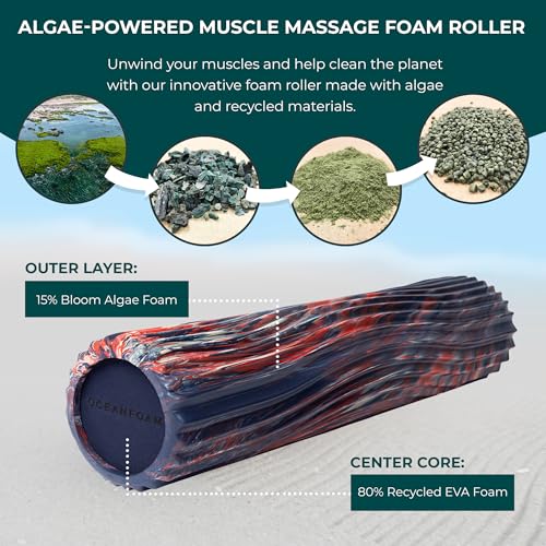 Oceanfoam Soft Tidal Roller - Soft Density Foam (Dark Navy, Red & Natural) - color: Dark Navy, Red & Natural Marbled