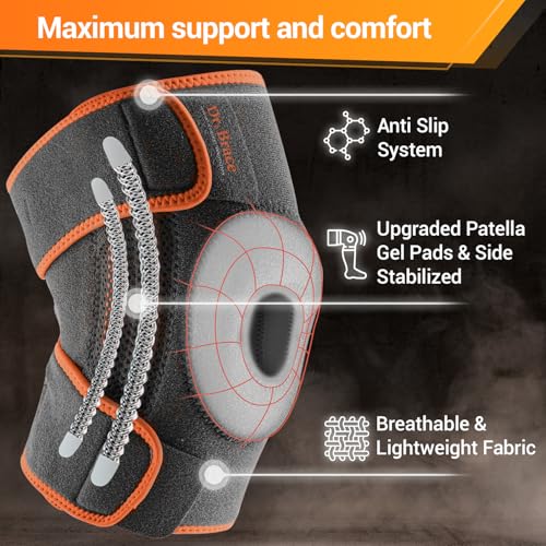 DR. BRACE ELITE Knee Brace with Side Stabilizers & Patella Gel Pads - color: Mars, size: Large