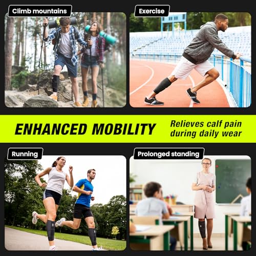 Sylong® Torn Calf Muscle Compression Sleeve Wrap Brace for Calf Swollen, Edema, Soreness, Strain, Cramps, Varicose veins, with 4 sets of Elastic straps - M (1 pack) - size: M