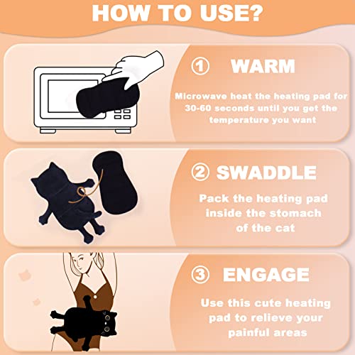 Microwave Heating Pad for Period Cramps Pain Relief, 16"×12", Black Cat - size: Black Cat