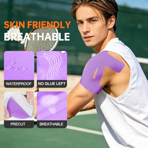 Precut Kinesiology Tape for Shoulder, 10 Pcs, Purple - color: Purple, size: 10 Pcs