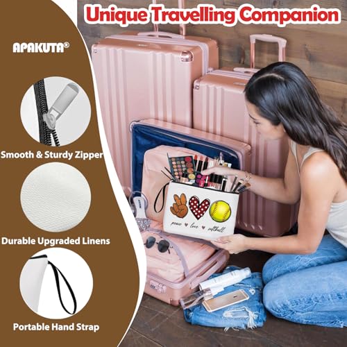 Softball Gifts for Women Girl Zipper Bag Funny Gifts for Softball Lover Softball Stuff Sport Season Gifts at the Games Day Makeup Bag Birthday Thanksgiving Christmas Gifts for Her Sister Friends BFF - style: Softball
