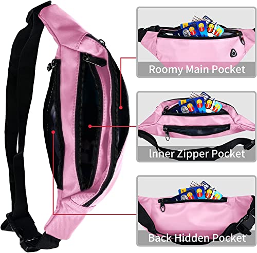 Fanny Packs for Men and Women Water-Repellent Sports Waist Pack Bag - color: 1pack-Pink