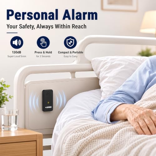130dB Personal Safety Alarm with SOS Panic Button, Emergency Security Siren Keychain, Built-in Cellphone Stand, Rechargeable Self Defense Device for Women, Elderly, Kids, Men (Charcoal Black)