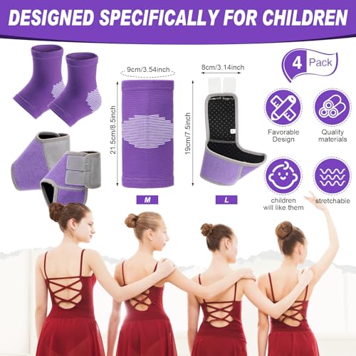 Tarpop 2 Pairs Kids Ankle Brace, Compression Sleeves, L+M, Purple - color: Purple, size: Medium,Large