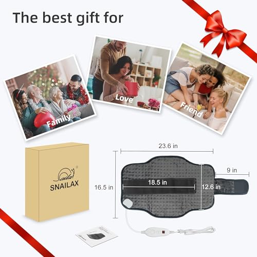 Snailax Heating Pad for Back Pain Relief, Electric Heat Pad for Cramps