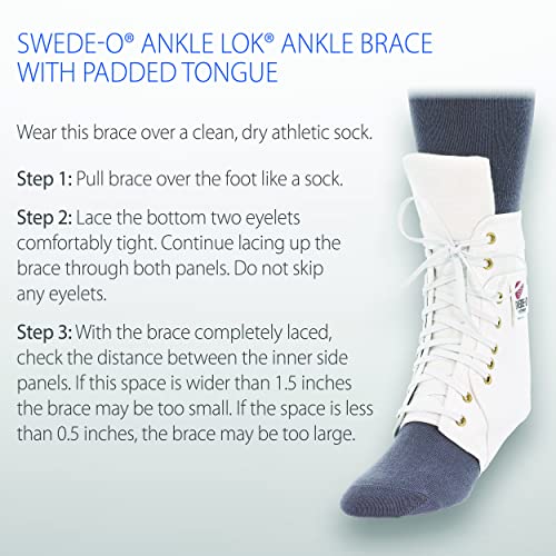 LaceUp Ankle Brace with Stabilizers for Sprains & Sports Support White L - size: Large