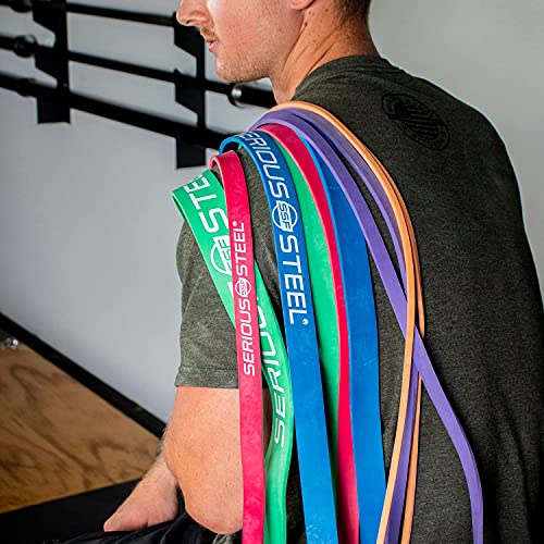 Serious Steel Fitness 32" Resistance Training Bands (Portable Exercise Band System Training Bands- Great for Individuals Under 5'10") - color: #0 Orange (2-15 lbs.)