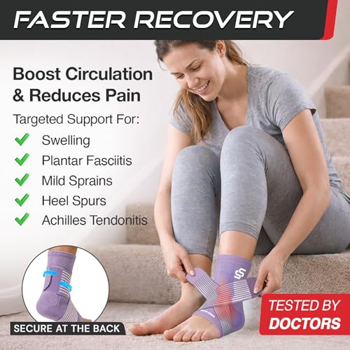Sleeve Stars Ankle Brace for Men & Women (Single/M:10"-12"/Light Purple) - color: Light Purple, size: Medium