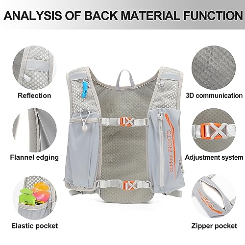 INOXTO Running Hydration Vest Backpack,Lightweight Insulated Pack with 1.5L Water Bladder Bag Daypack for Hiking Trail Running Cycling Race Marathon for Women Men - color: light gray orange