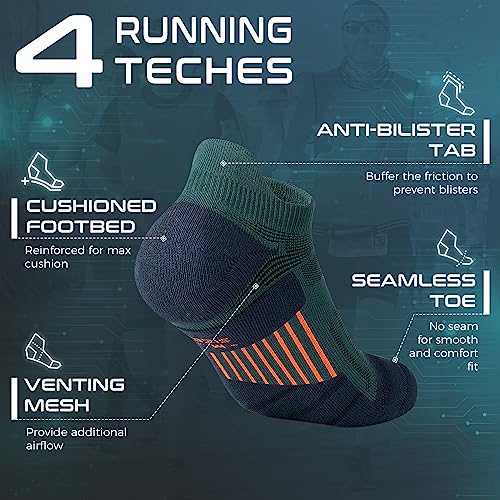 Rahhint Running Ankle socks Coolmax Moisture Wicking & Breathable Cushioned - color: Green, size: Medium