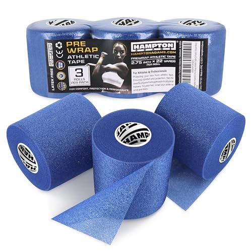 Hampton Adams Pre Wrap Athletic Tape, Non Slip Grip, No Fray Underwrap - color: Royal Blue