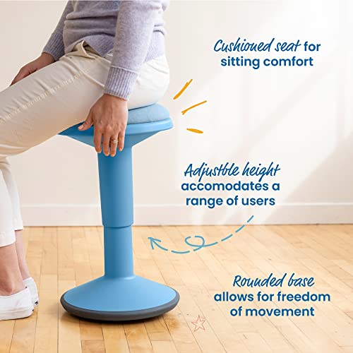 ECR4Kids Sitwell Wobble Stool with Cushion, Adjustable Height, Active Seating, Powder Blue - color: Powder Blue