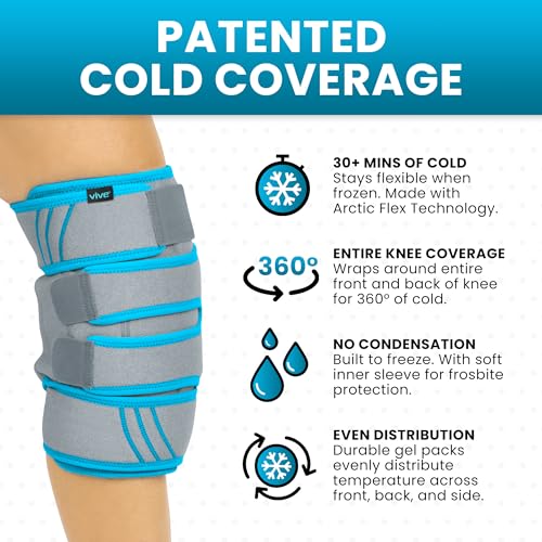 Vive Knee Ice Pack Wrap (2 Pack) - Cold/Hot Gel Compression Brace - color: Gray