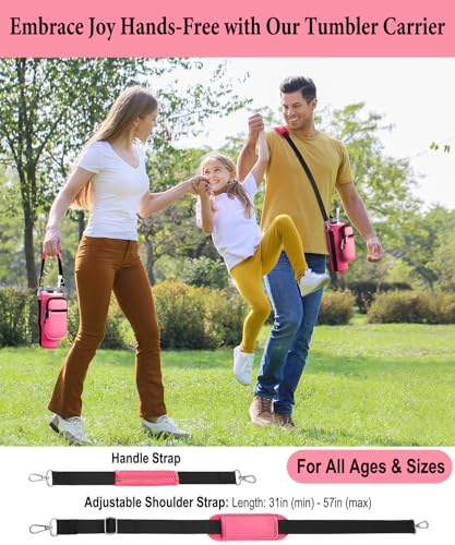 Water Bottle Carrier Bag for Stanley Cup 40 oz with Phone & Storage Pockets - color: Hot Pink