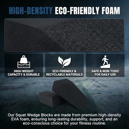 2 Pack Squat Wedge Block for Heel Elevated Squat Weightlifting Calf Stretcher Slant Board for Mobility Balance and Strength Performance
