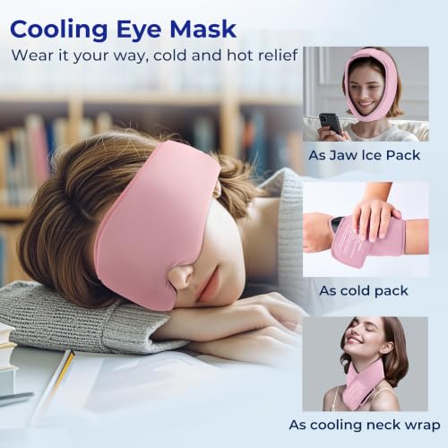 2 Pack Cooling Gel Eye Mask for Puffy Eyes, Migraine Relief, FSA Eligible - color: Black&pink
