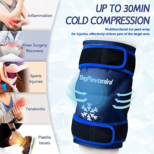 KingPavonini XXL Knee Ice Pack Wrap Around Entire Knee, 2 Packs, Blue - style: Blue