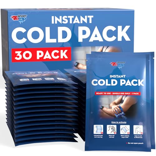 Instant Ice Cold Packs - 30 Individual Packs (7”x5”) Cold Therapy Ice Packs for Pain Relief, Inflammation, Swelling, Sprains, Sprained Muscles, Toothache - Sport Temp