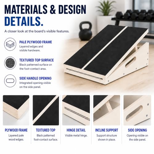 Wooden Slant Board for Exercise, Calf Stretch Board, 500 lb Capacity - size: Pro Slant Board (16”L × 12.5”W)