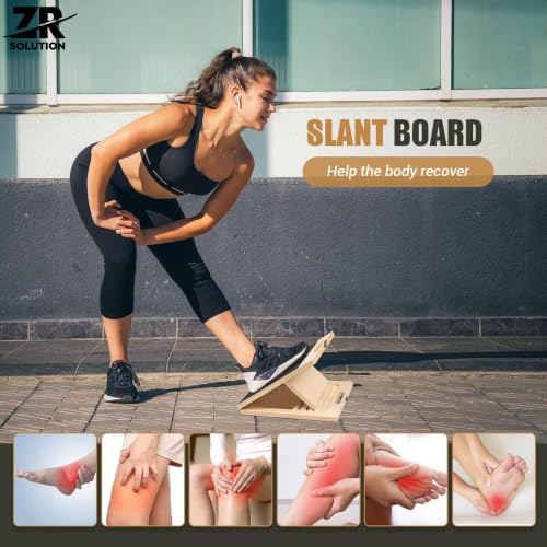 Slant Board for Calf Stretching Portable Wooden Slant Board 5 Angles Non-Slip Incline Wedge Stretcher Squats Adjustable Incline Board Physical Therapy Foot Leg Knees Toes Heel Ankle Mobility Training