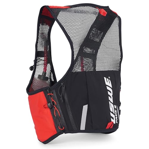 USWE Pace - Running Vest Hydration Pack with 2 x 500ml UltraFlask, Backpack for Men and Women - style: 2L, Red, Small