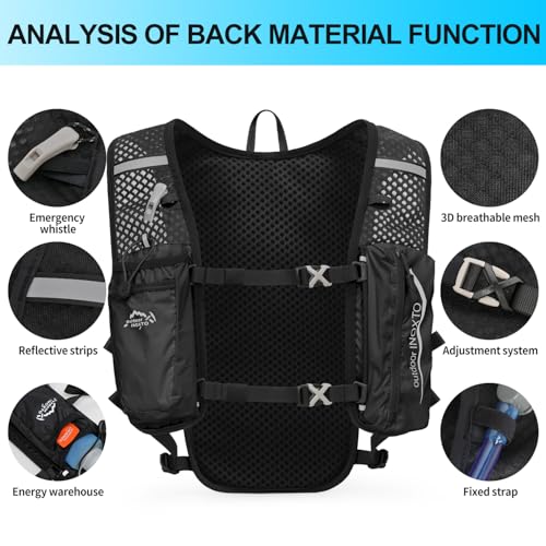 INOXTO Running Hydration Vest Backpack,Lightweight Insulated Pack with 1.5L Water Bladder Bag Daypack for Hiking Trail Running Cycling Race Marathon for Women Men - color: Black spots