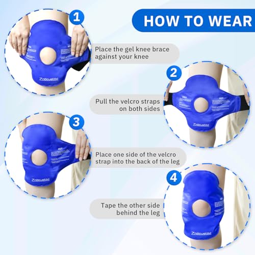 Knee Ice Pack for Injuries Gel Reusable Hot Cold Therapy Compression Wraps for Pain Relief Arthritis Meniscus Tear Surgery Recovery Sprains Swelling Cooling Knees Brace for Women Men Girls Boys