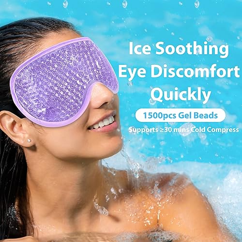 BeeVines Gel Eye Mask, Cooling Ice Masks for Puffy Eyes (Blue & Purple) - color: 002 Purple & Blue