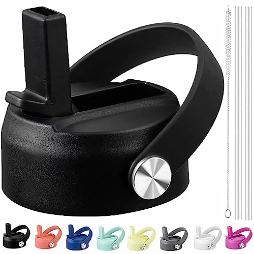 Straw Lid for Hydro Flask Wide Mouth Water Bottle, Black - color: Black