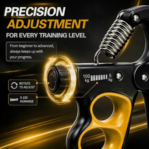Senston Grip Strength Trainer 2 Pack, Adjustable 11-220lbs with Counter - color: Orange